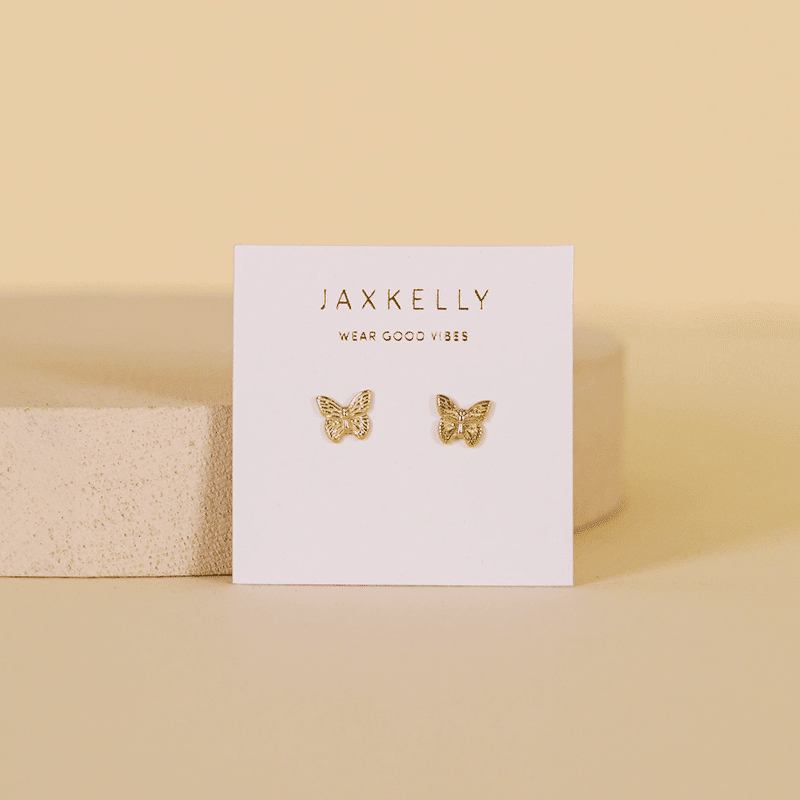 18K Gold Plated Butterfly Stud Earrings