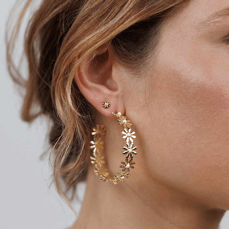 18K Gold Plated Daisy Stud Earrings