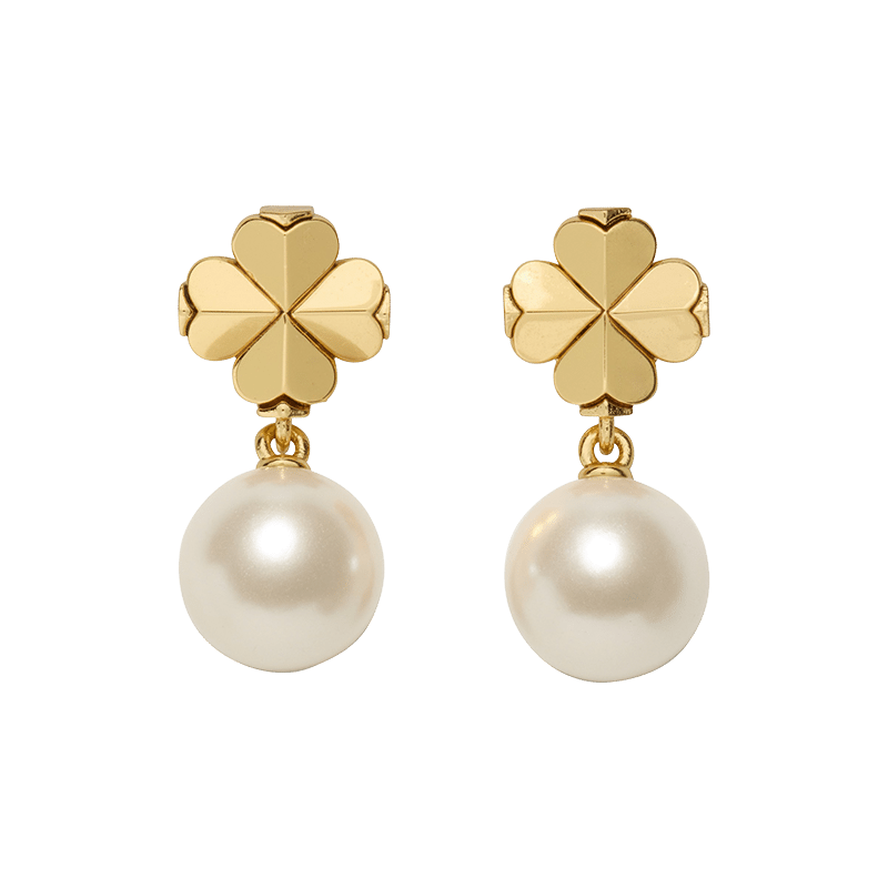 Spade Flower Pearl Drop Earrings