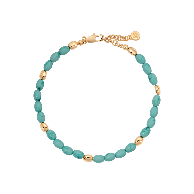 Turquoise Polished Pebble Anklet