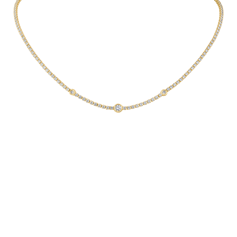 Flexi CZ Tennis Necklace with Round Bezel Stations