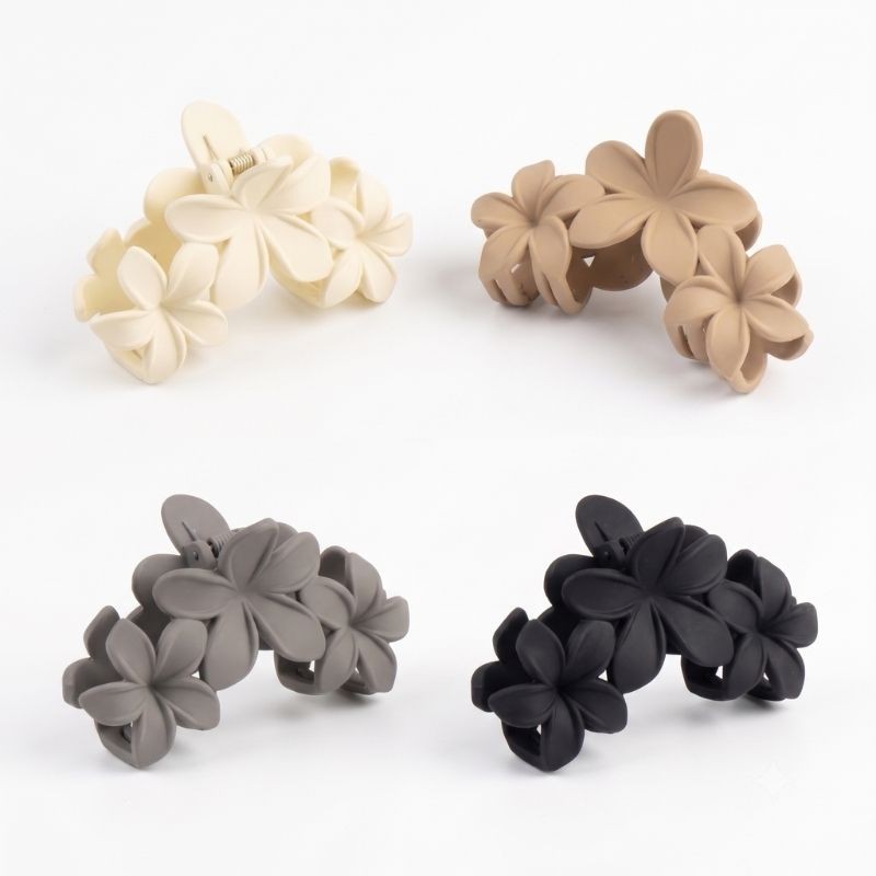 Matte Floral Claw Clip Set – 4 Pack