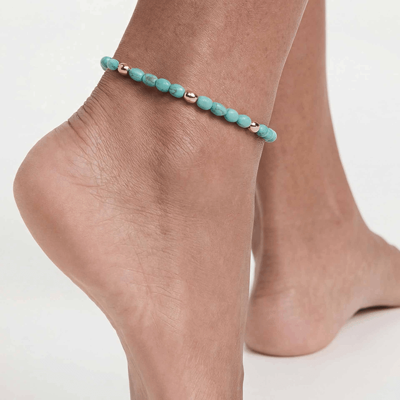 Turquoise Polished Pebble Anklet