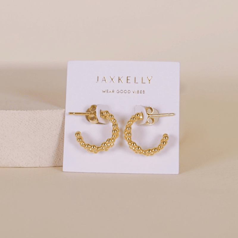 18K Gold Plated Petite Flower Hoop Earrings