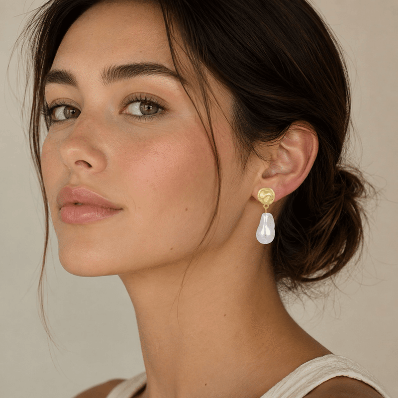 Abstract Pearl Drop Earrings