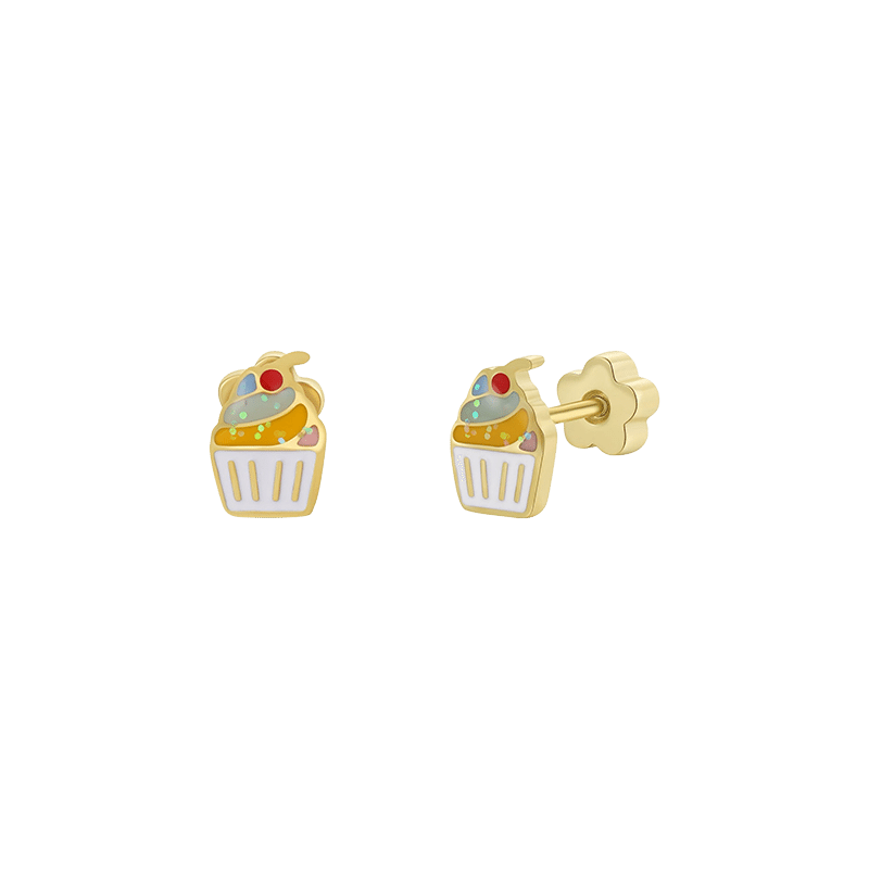 18K Gold Plated Enamel Flat Back Earrings