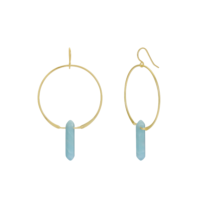 18K Gold Plated Amazonite Hoop Earrings