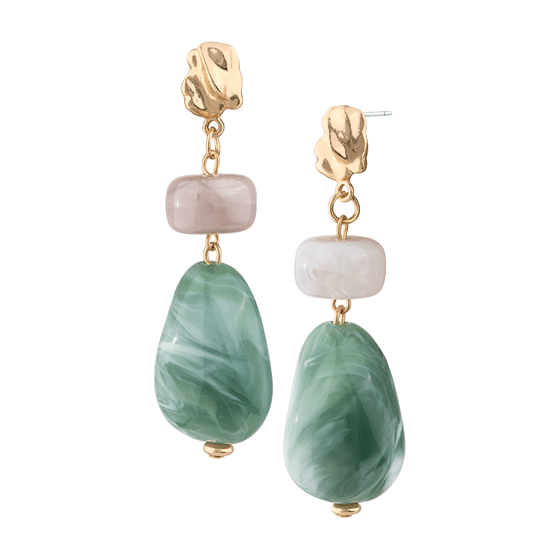 3 Tier Resin Stone Drop Earrings
