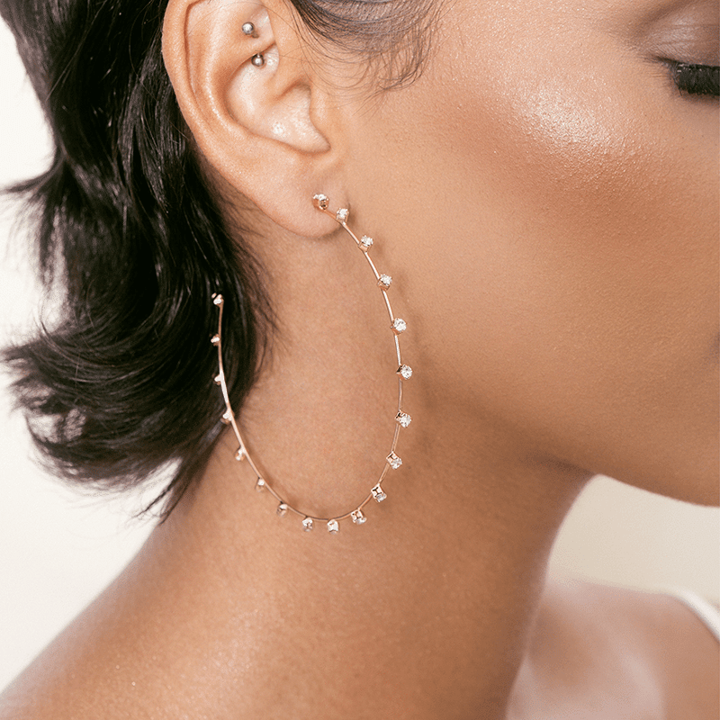 Simple Spark Crystal Hoop Earrings