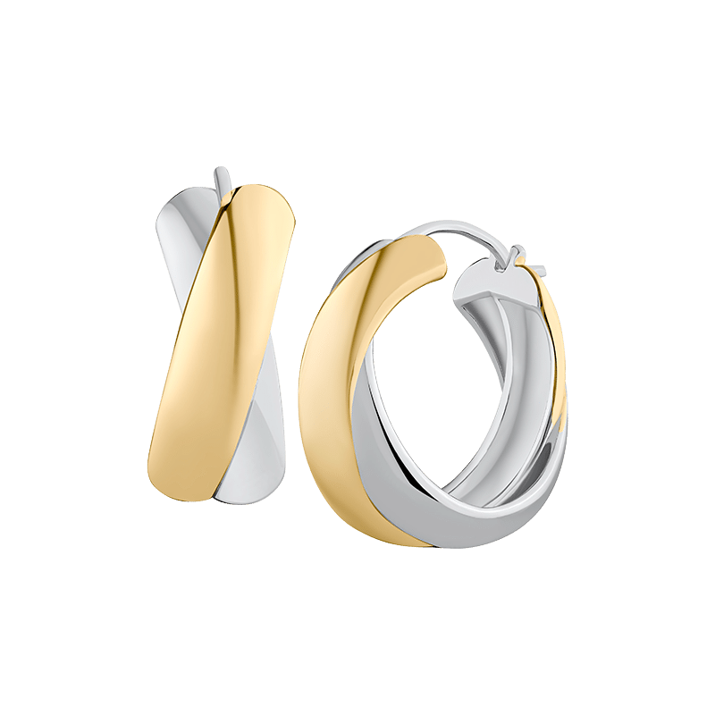 Ribbon Two-Tone Crisscross Hoop Earrings