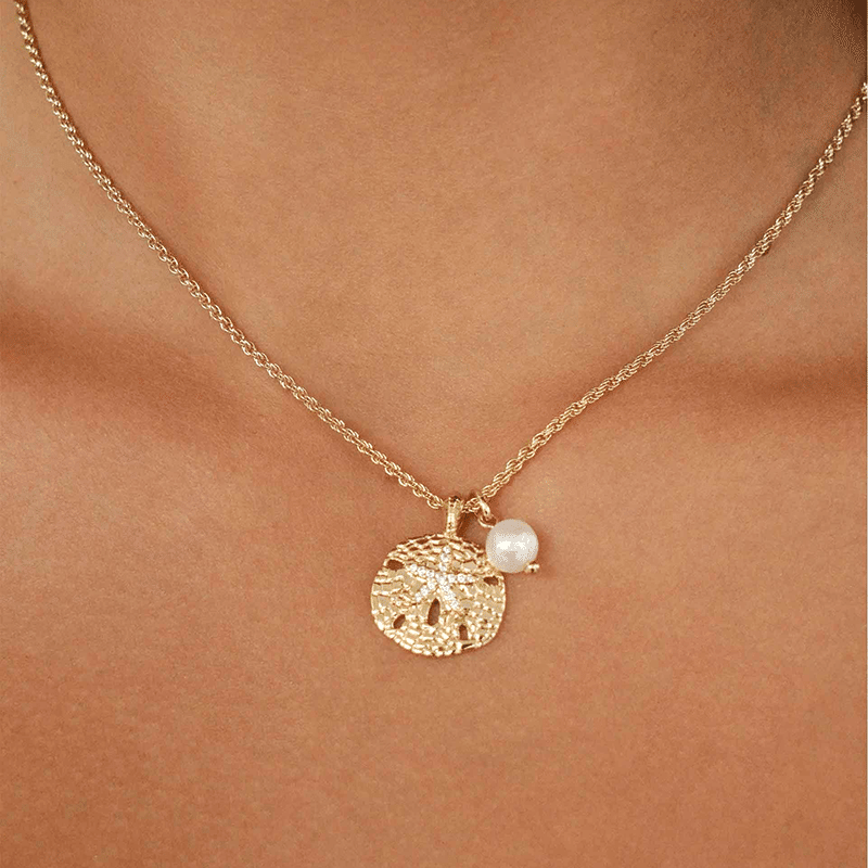 18K Gold Plated Sand Dollar Charm Necklace