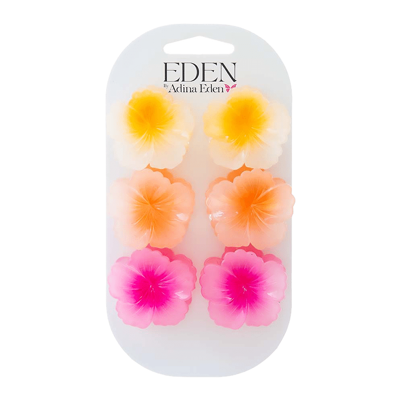 Yellow, Orange & Pink Daisy Hair Clip Set 6 Pack