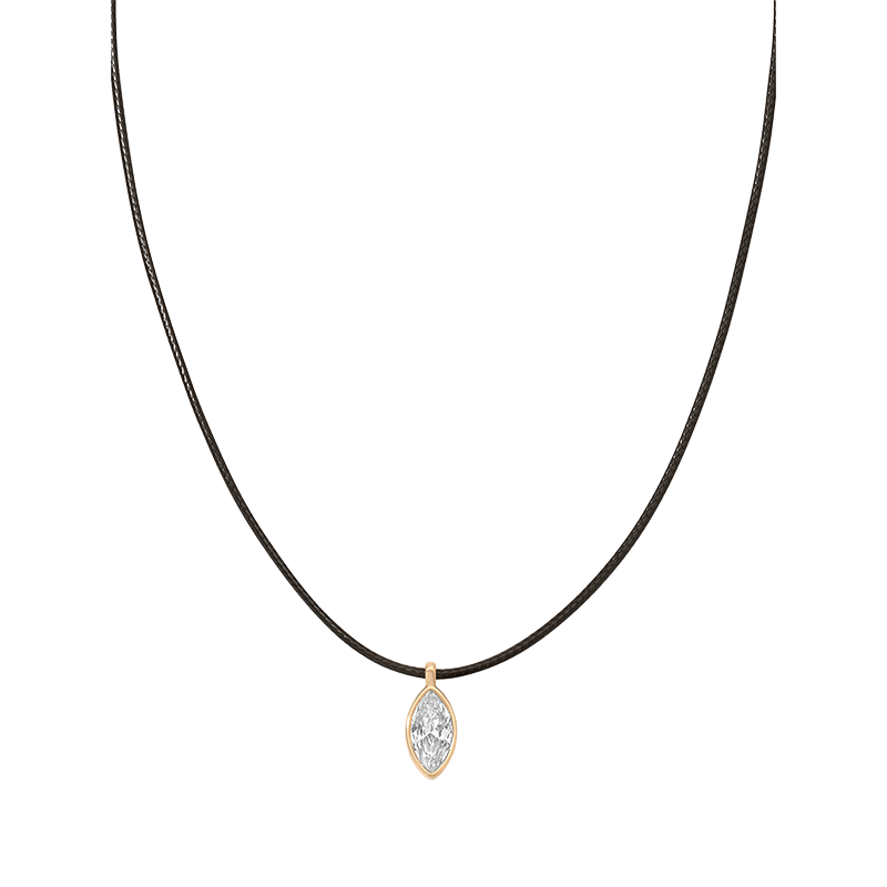 Marquise Crystal Pendant Cord Necklace