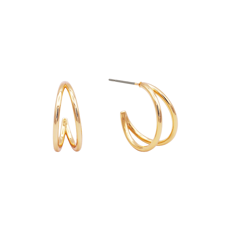 18K Gold Plated Illusion Double Hoop Earrings