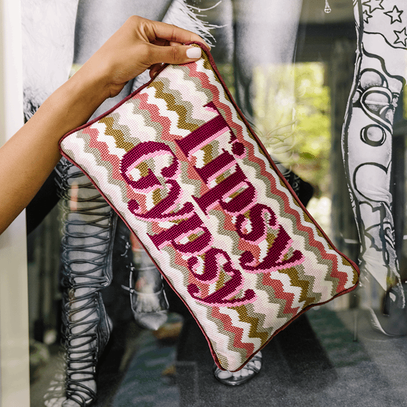 Tipsy Gypsy Needlepoint Pillow