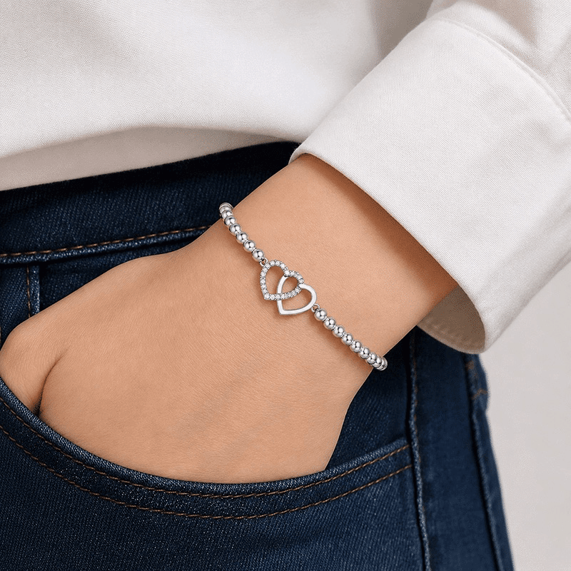 Crystal Heart Bead Bracelet