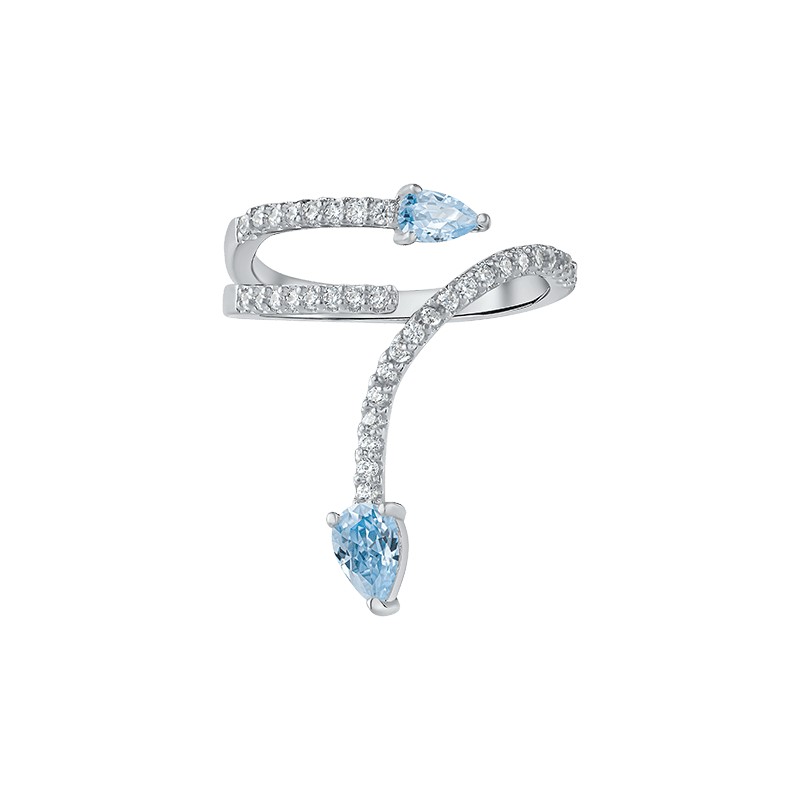 2 CTTW Pave & Pear CZ Double Wrap Ring - Size 6