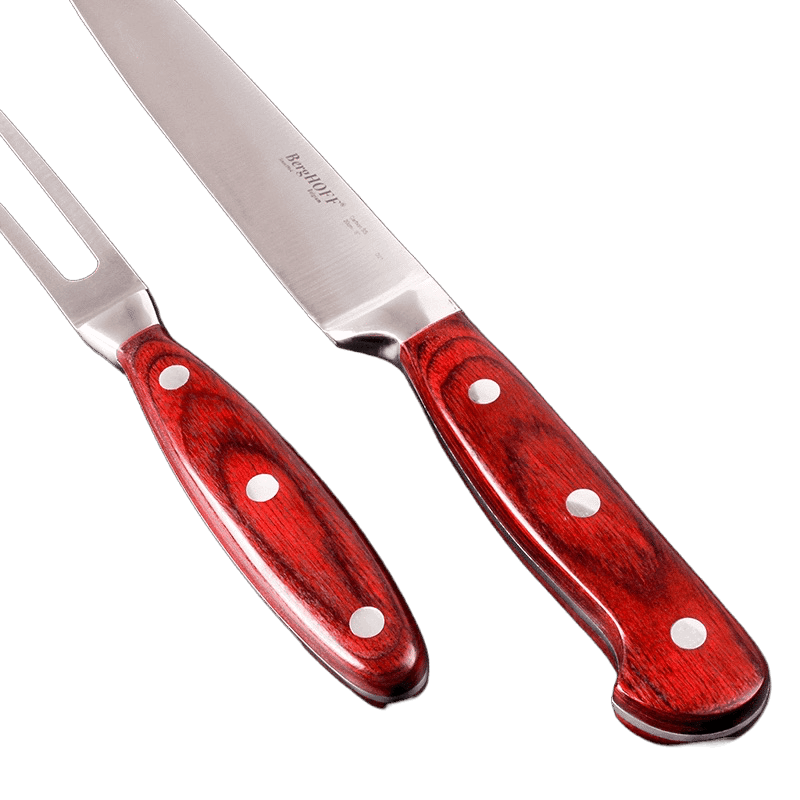 2 Piece Pakka Wood Stainless Steel Carving Set with Wood Case