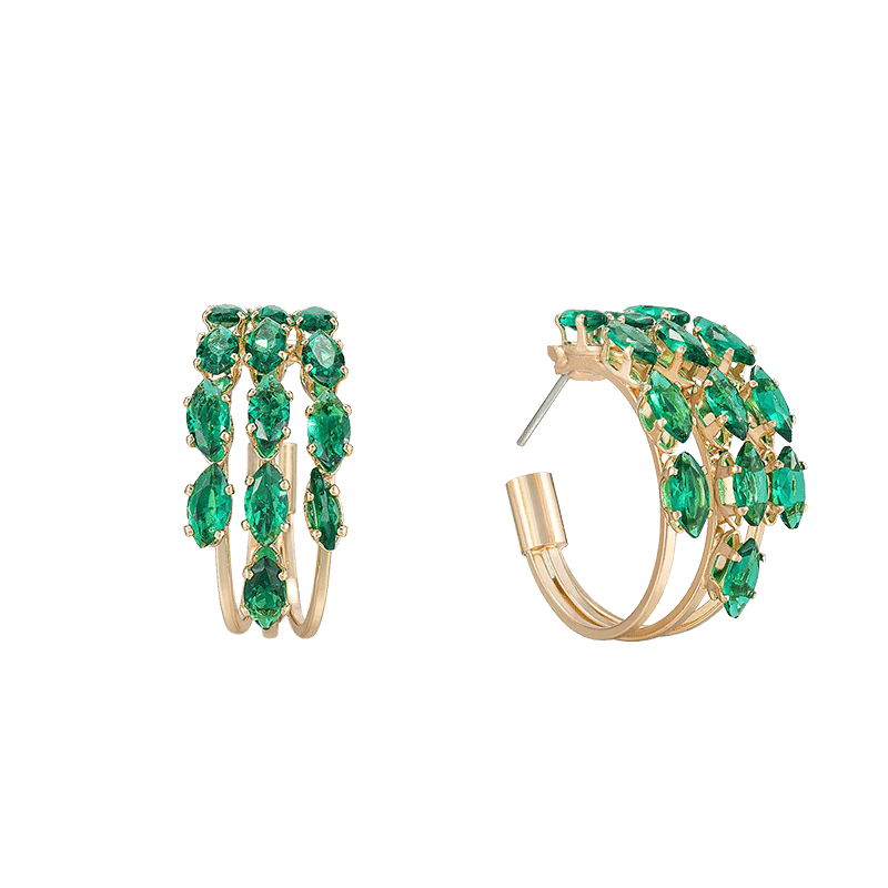 Multi-Crystal 18K Gold Plated Hoop Earrings
