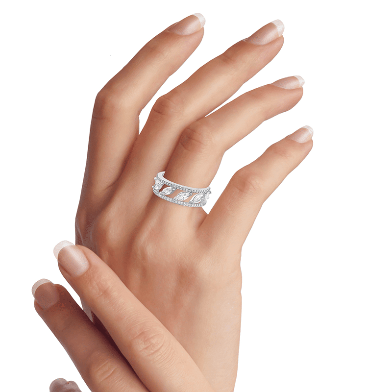 5 CTTW Slanted Marquis Pave Frame Ring
