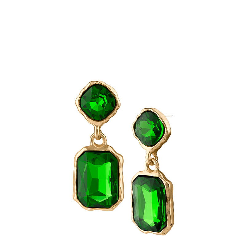 Organic Framed Cushion & Emerald Cut Drop Earrings