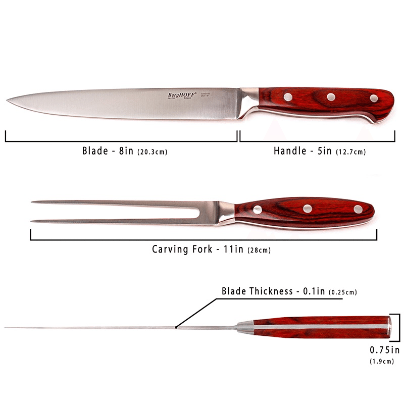 2 Piece Pakka Wood Stainless Steel Carving Set with Wood Case