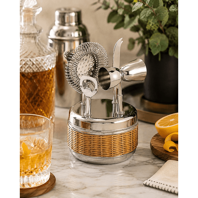 Rattan 5 Piece Bar Tools