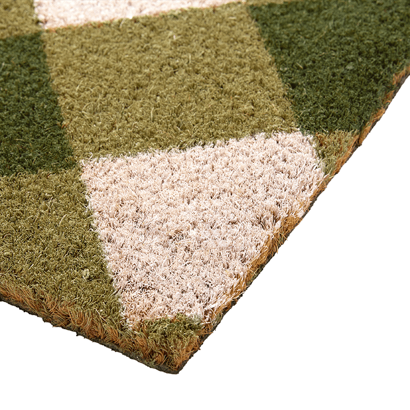 Green "Hi There" Checkered Doormat