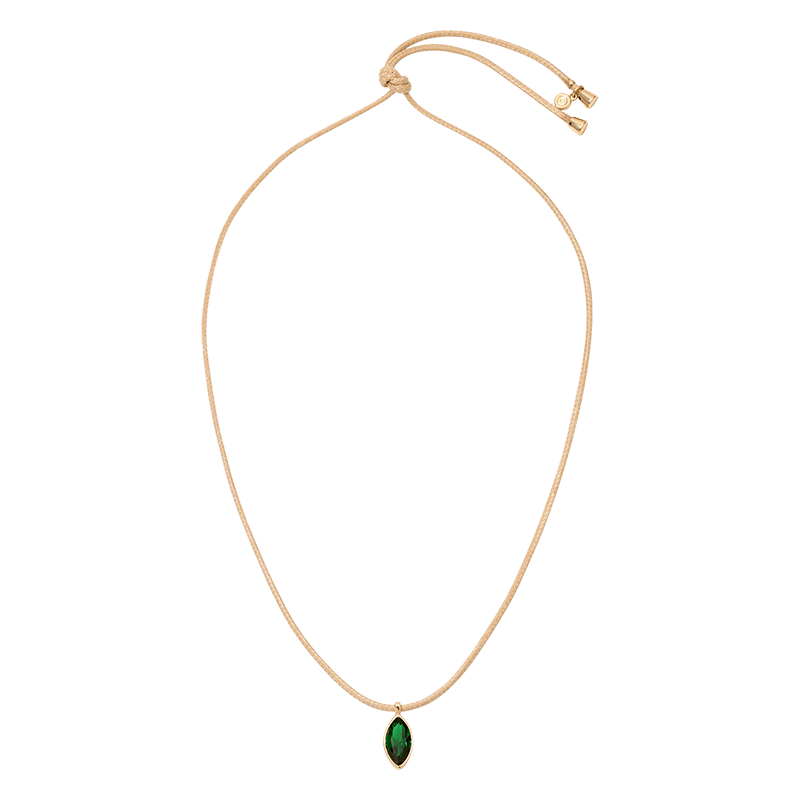 Marquise Emerald Pendant Cord Necklace