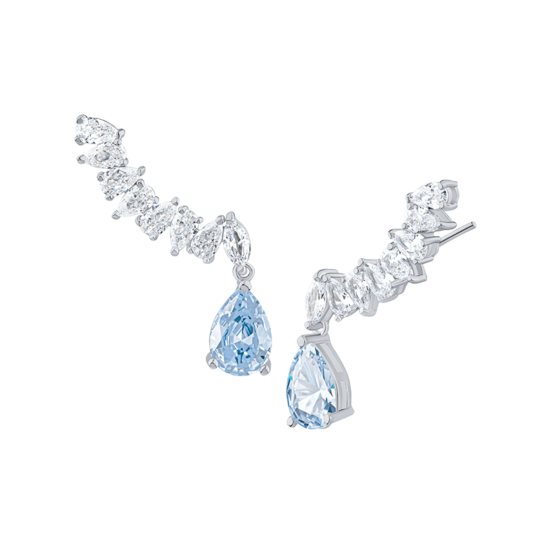 4 CTTW Pear CZ Crawler Earrings