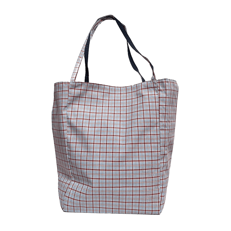 Blue And Burgundy Plaid Tote