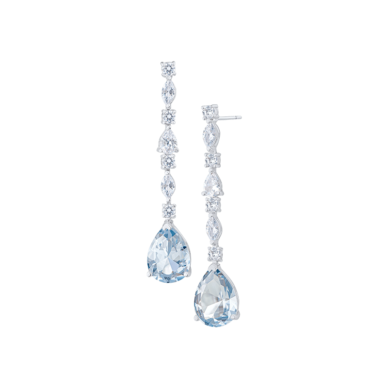 10 CTTW Round & Pear Marquis CZ Drop Earrings