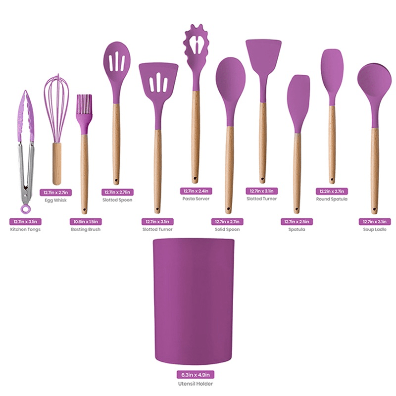 12 Piece Silicone Kitchen Set with Organizer
