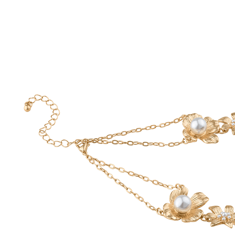 Vintage Floral Pearl Statement Necklace