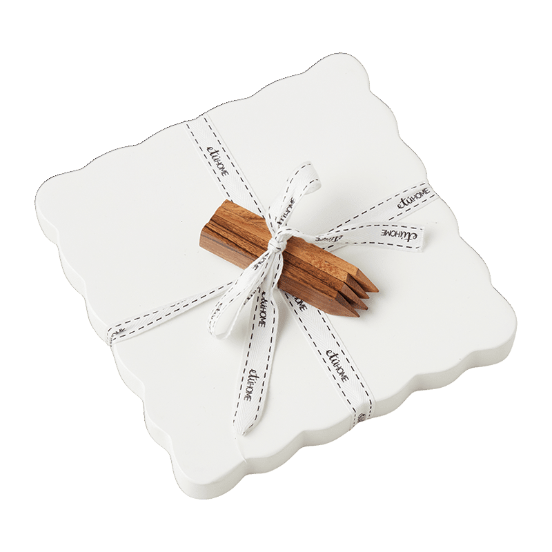 Square Scalloped Cheese Board with Cheese Markers
