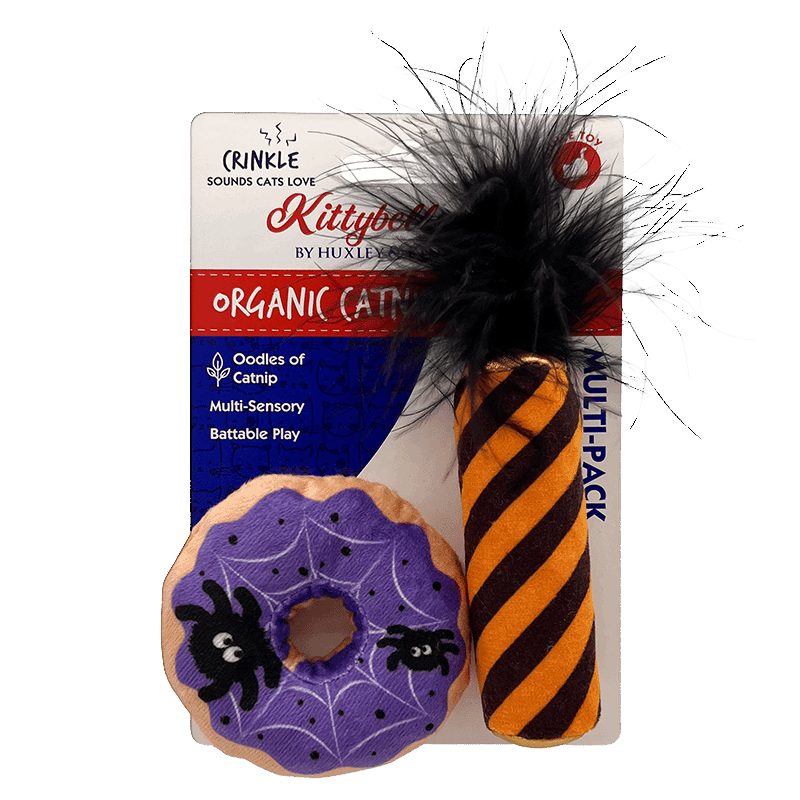 Spiderweb Donut & Black Flame Candle 2pk Cat Toy