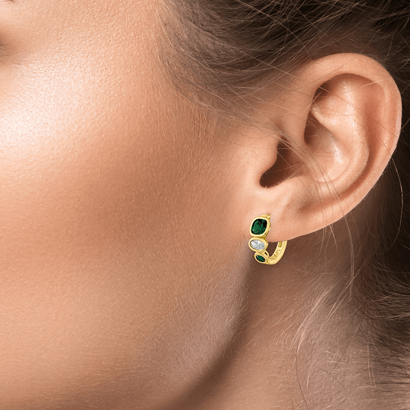 2 CTTW Graduating CZ Huggie Earrings