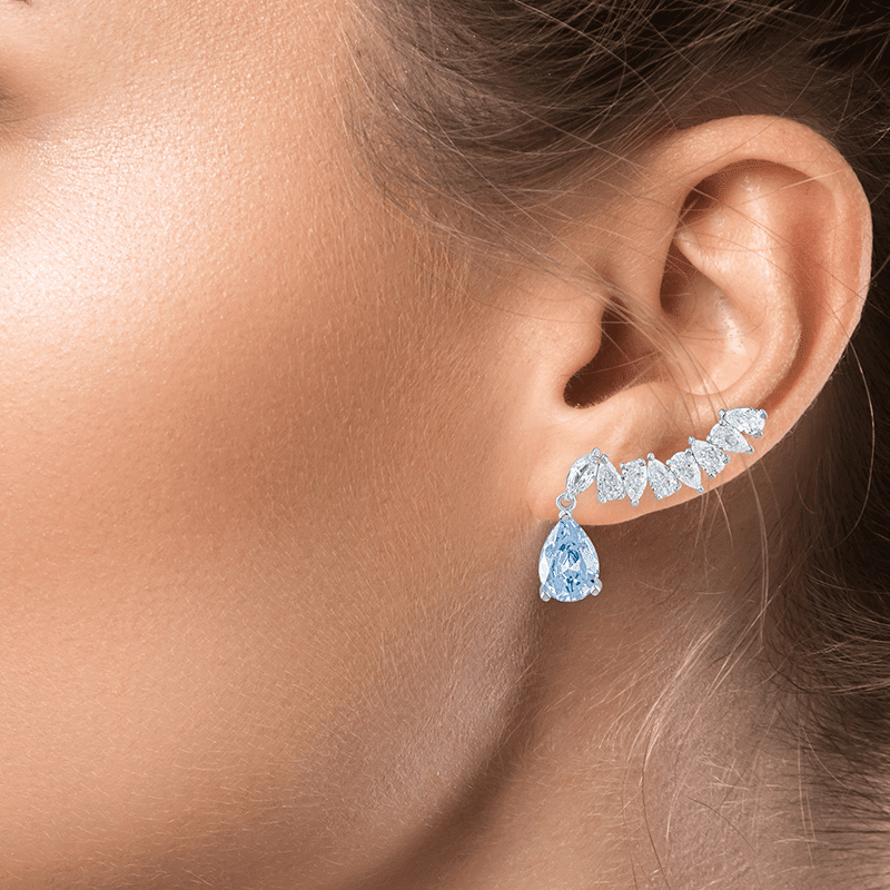4 CTTW Pear CZ Crawler Earrings