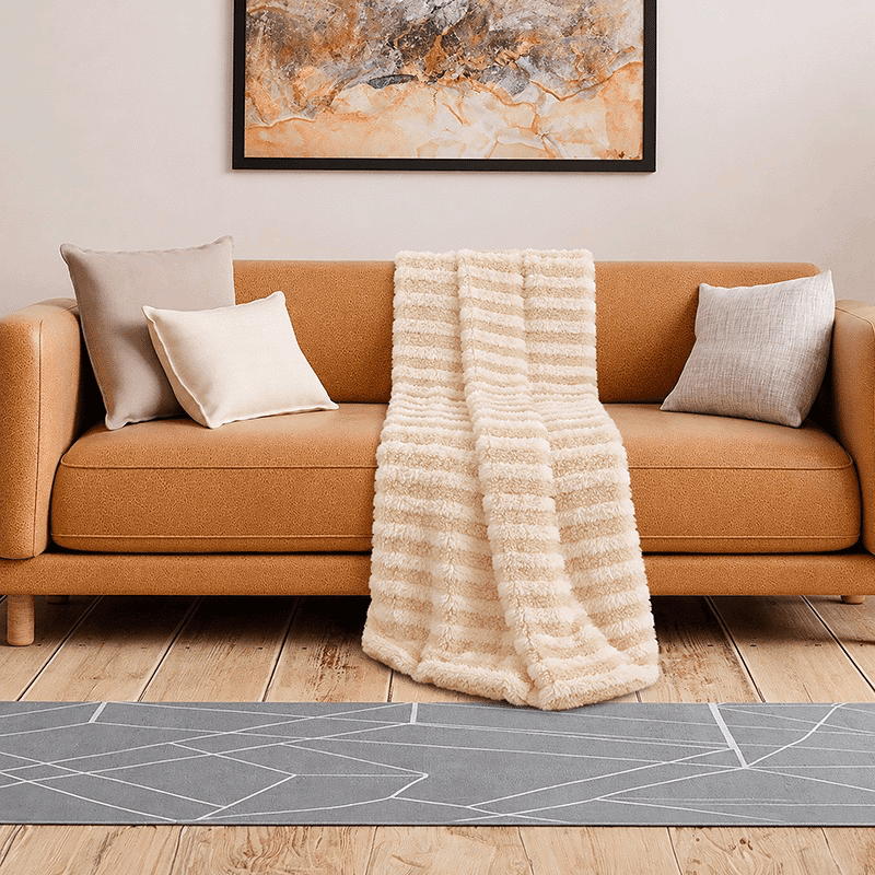 50" x 60" Faux Fur Stripe Mink Throw Blanket