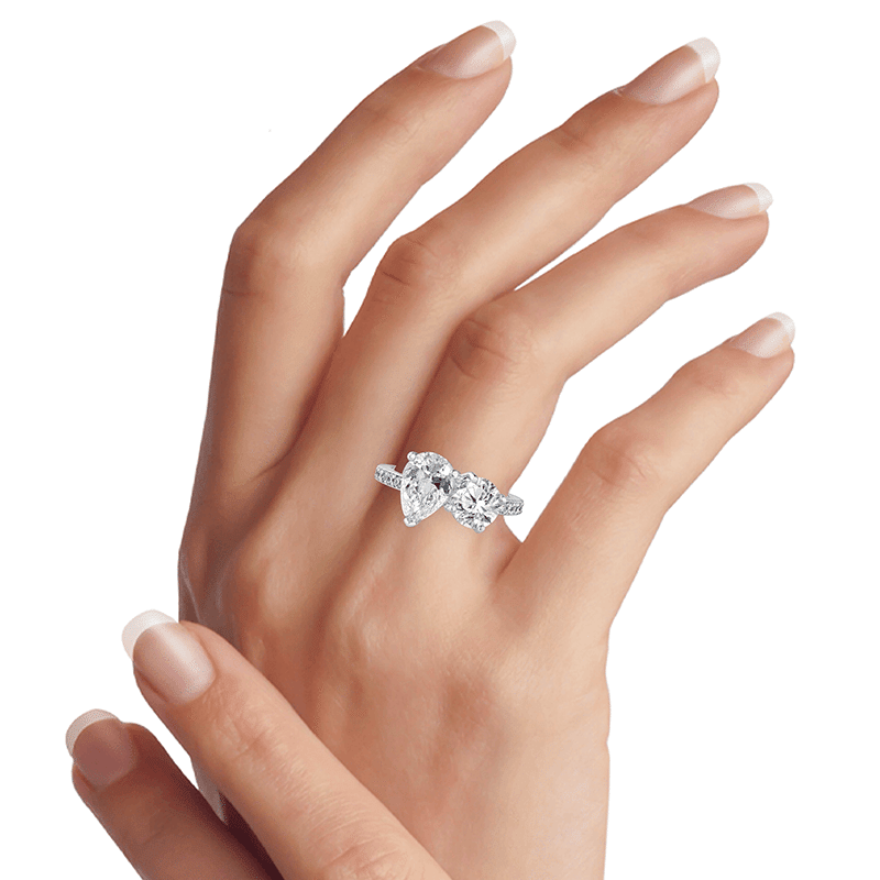 2.5 CTTW Pave Band with Round & Pear Stones - Size 6