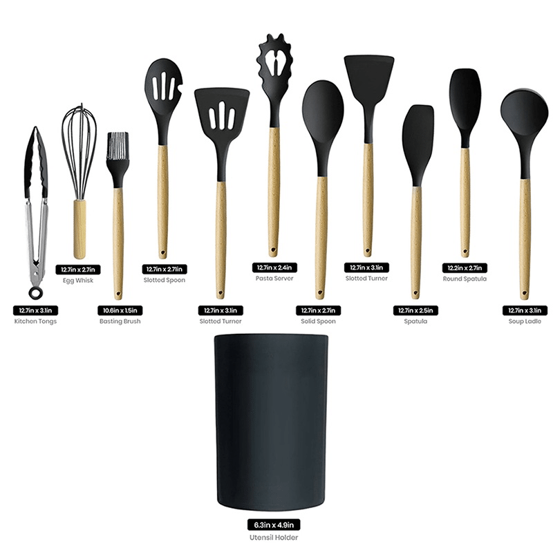 12 Piece Silicone Kitchen Set with Organizer