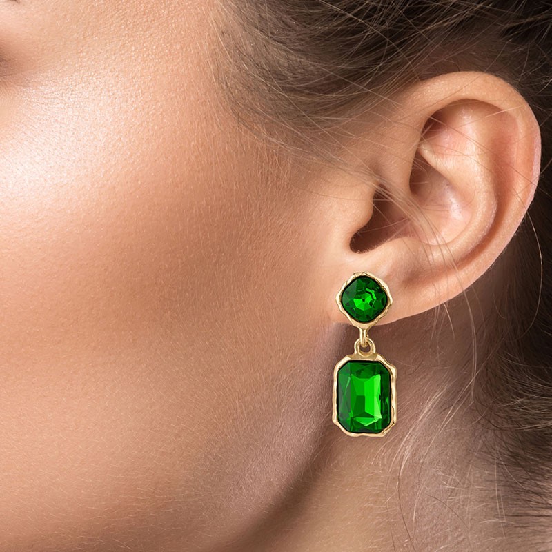 Organic Framed Cushion & Emerald Cut Drop Earrings