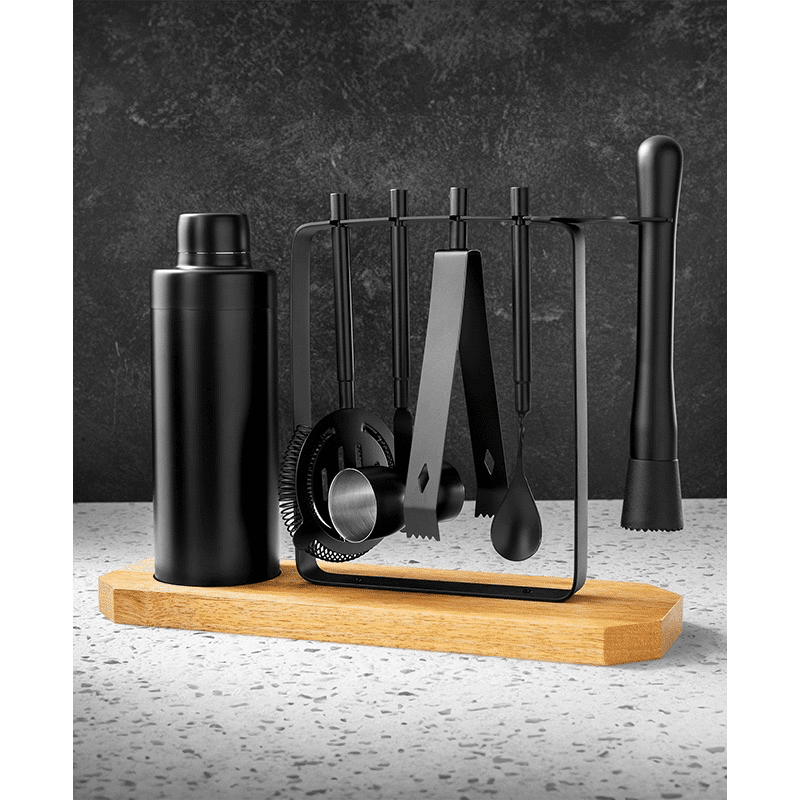 Ebony Bar Tool Set With Base