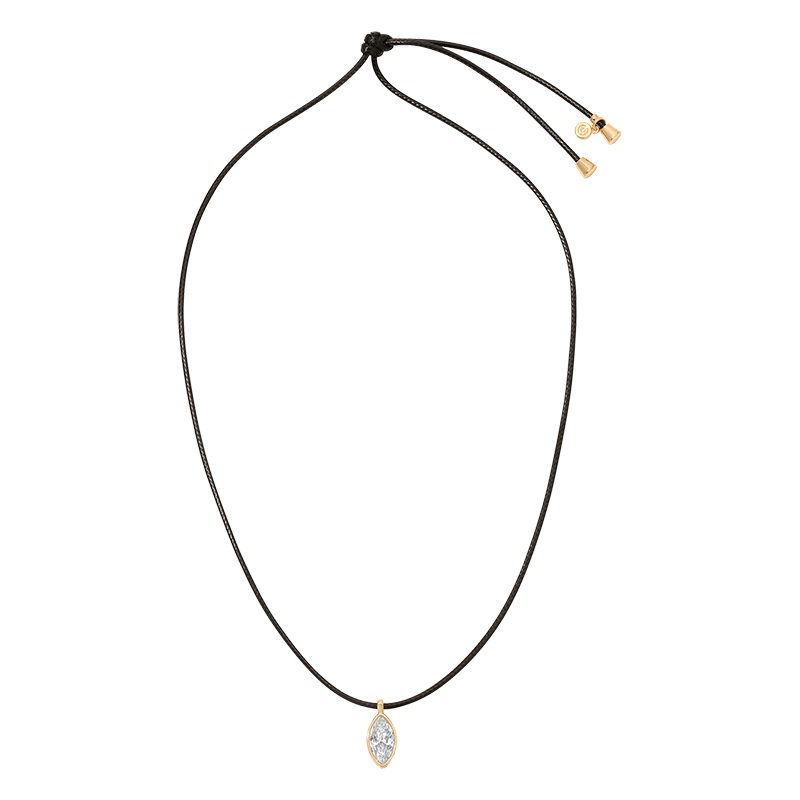 Marquise Crystal Pendant Cord Necklace