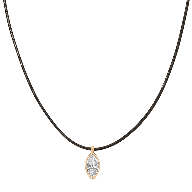 Marquise Crystal Pendant Cord Necklace