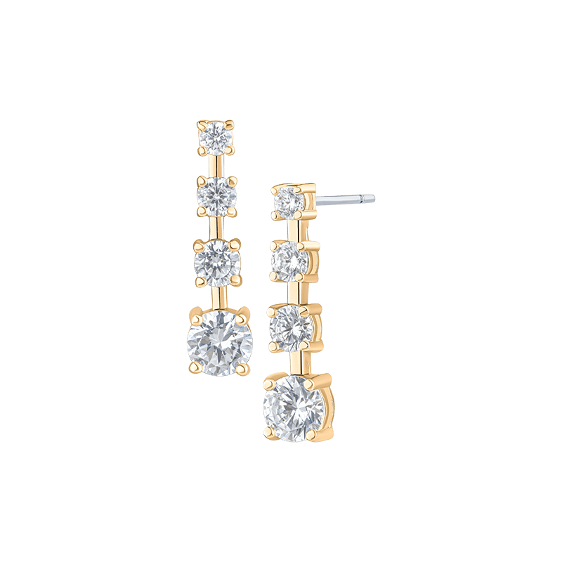 2 CTTW Graduated Round CZ Bar Space Earrings