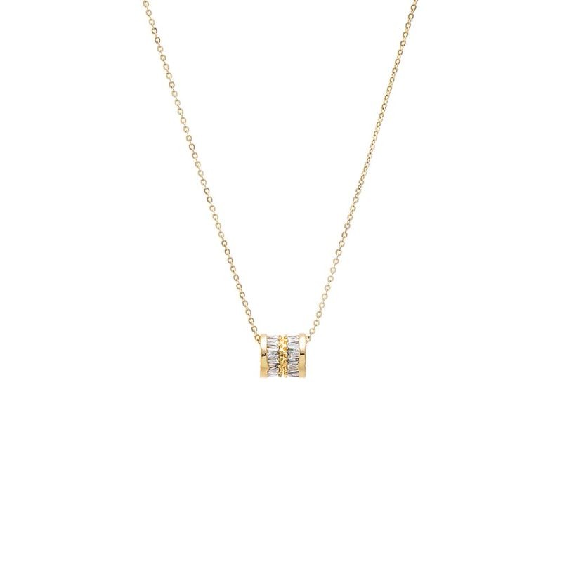 Double Baguette Barrel Rondelle Charm Necklace