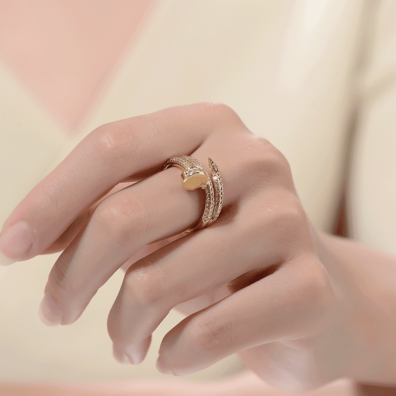 14k Gold Plated with Clear Cubic Zirconia Bypass Ring