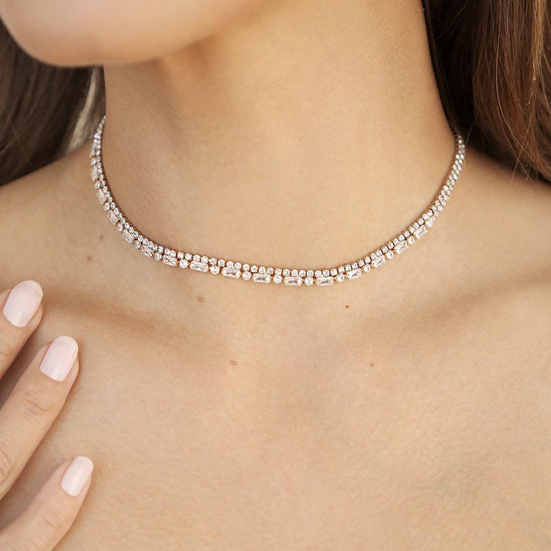 Dainty Crystal Strands 18k Gold Plated Choker