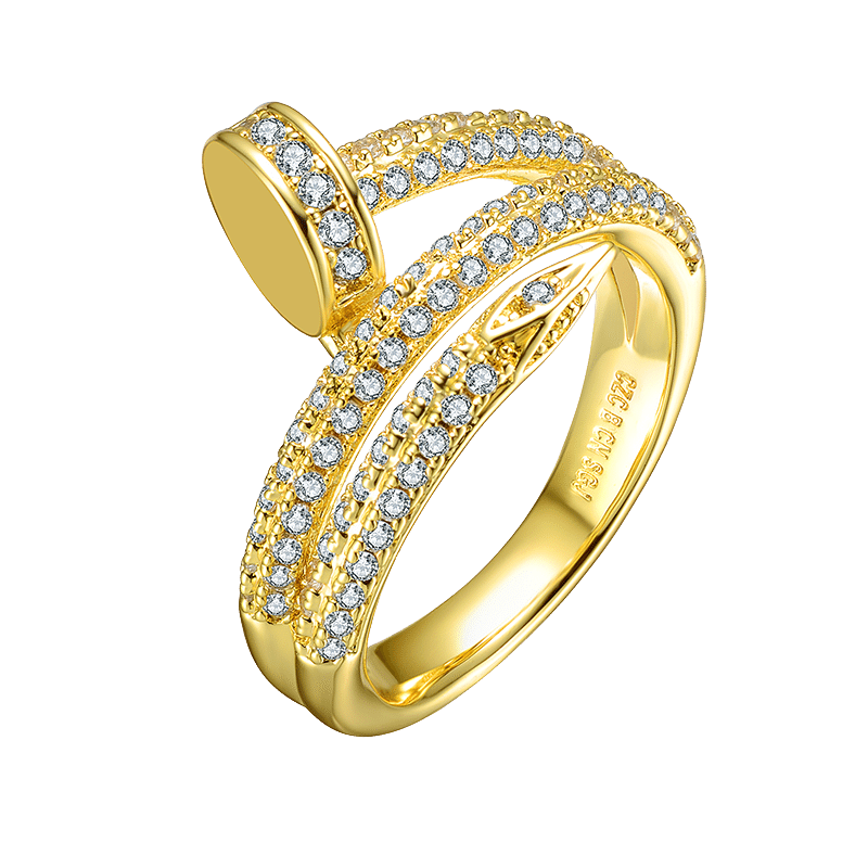 14k Gold Plated with Clear Cubic Zirconia Bypass Ring